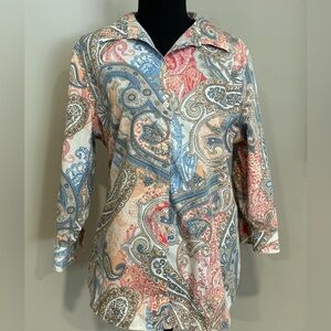 Chico's Multicolor Paisley No Iron Button Down Shirt